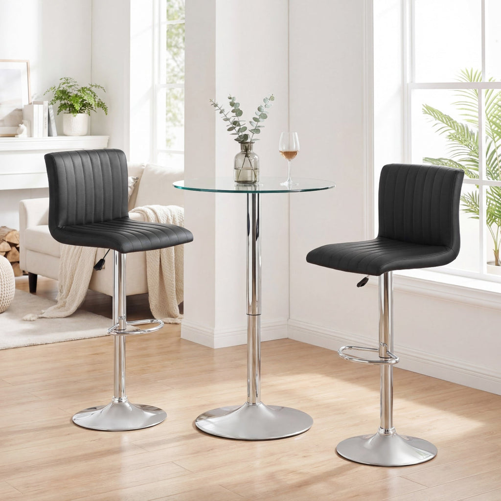 2-Piece Adjustable Swivel Bar Stools with Backrests and Footrests