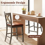 Bar Stools Set of 2 with Cross Back and Faux Leather Upholstered Seat-Gray