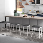 Bar Stool Set of 2 with Padded Seat Cushions and Wood Legs