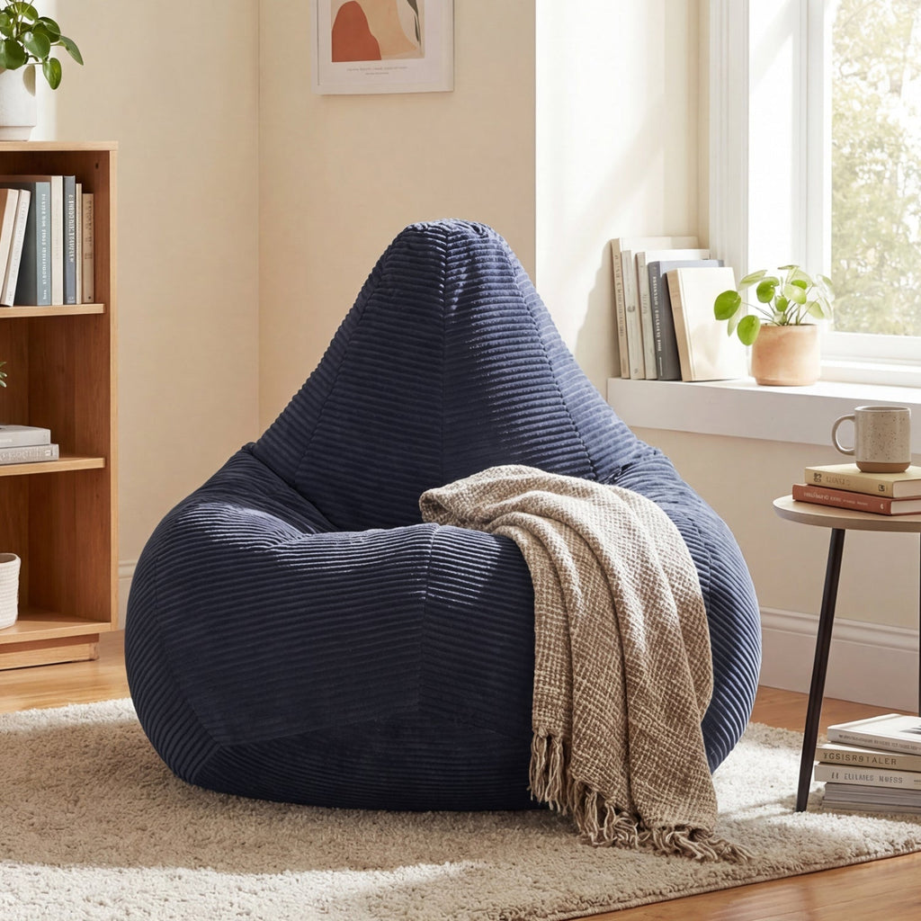 Bean Bag Chair for Adults Accent Lazy Sofa with Skin-friendly Corduroy Cover and Soft Sponge Filling