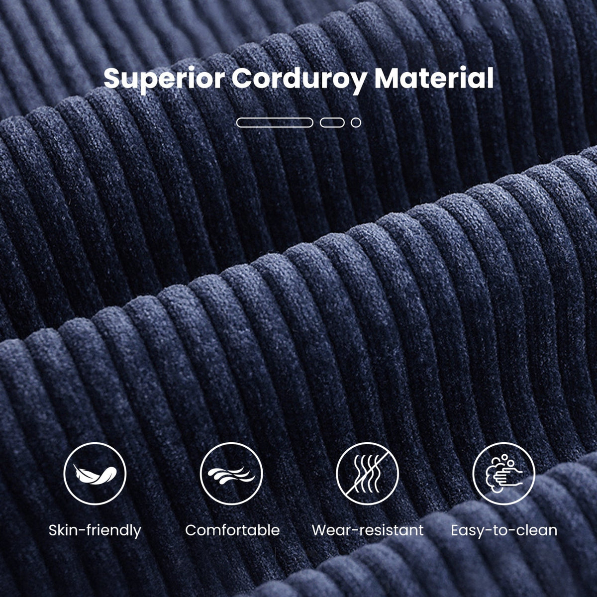 Bean Bag Chair for Adults Accent Lazy Sofa with Skin-friendly Corduroy Cover and Soft Sponge Filling