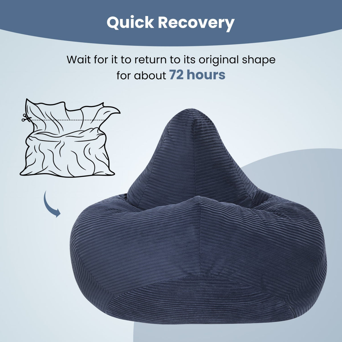 Bean Bag Chair for Adults Accent Lazy Sofa with Skin-friendly Corduroy Cover and Soft Sponge Filling