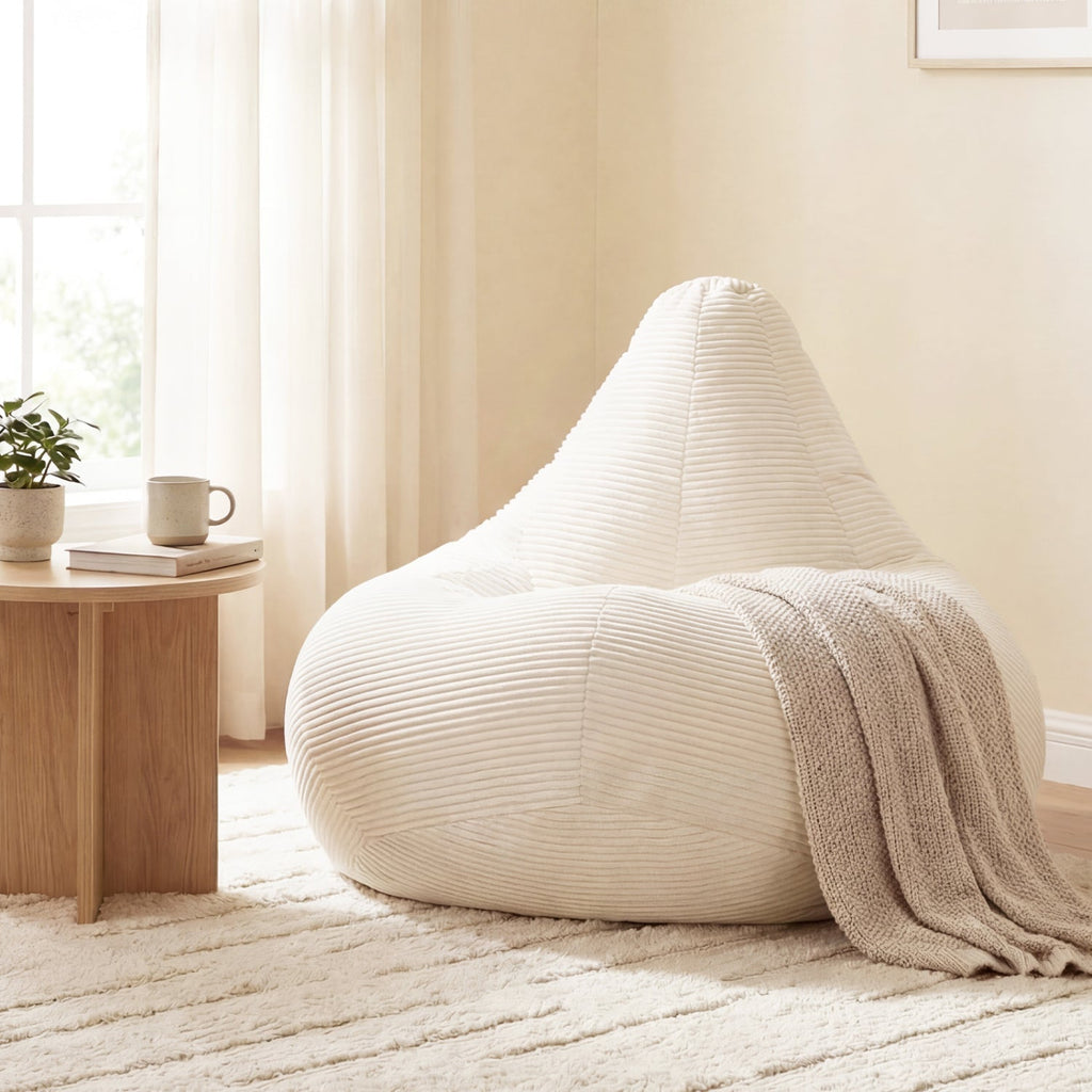 Bean Bag Chair for Adults Accent Lazy Sofa with Skin-friendly Corduroy Cover and Soft Sponge Filling