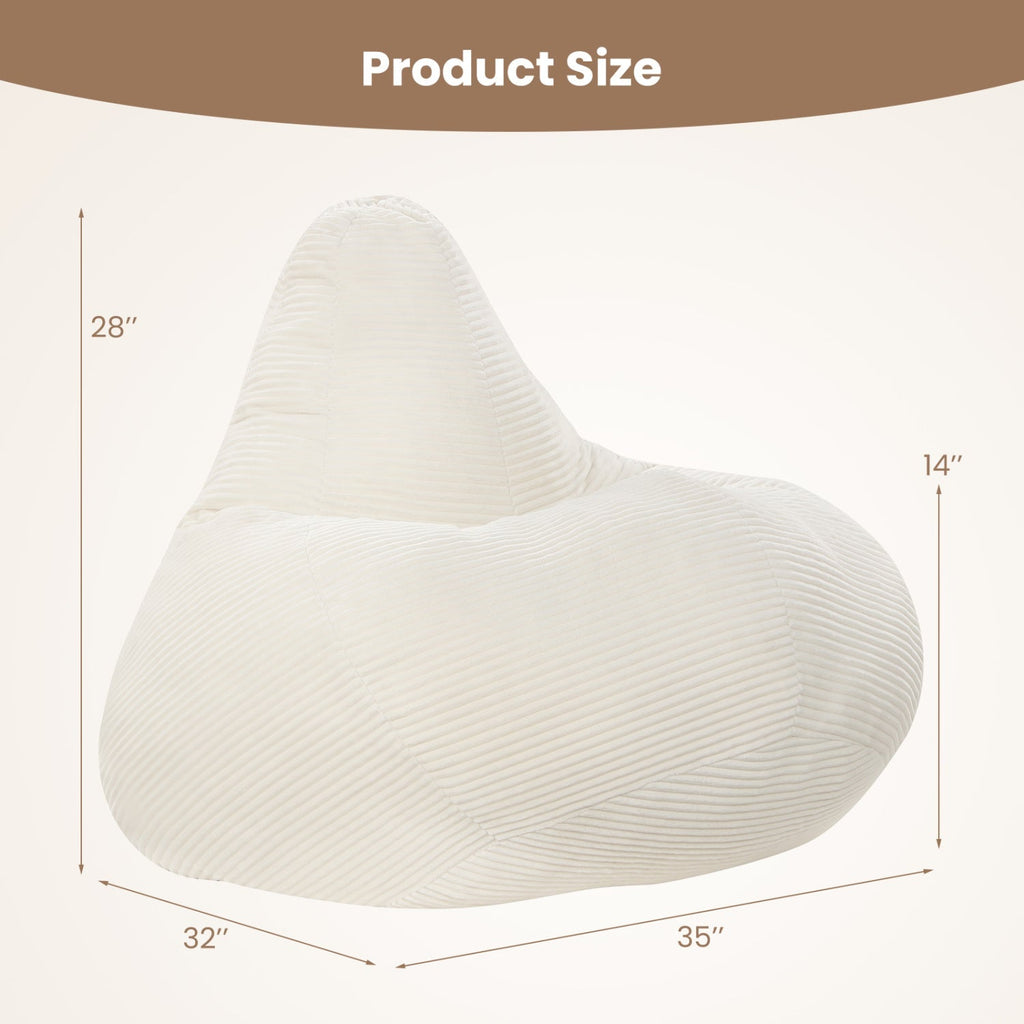 Bean Bag Chair for Adults Accent Lazy Sofa with Skin-friendly Corduroy Cover and Soft Sponge Filling