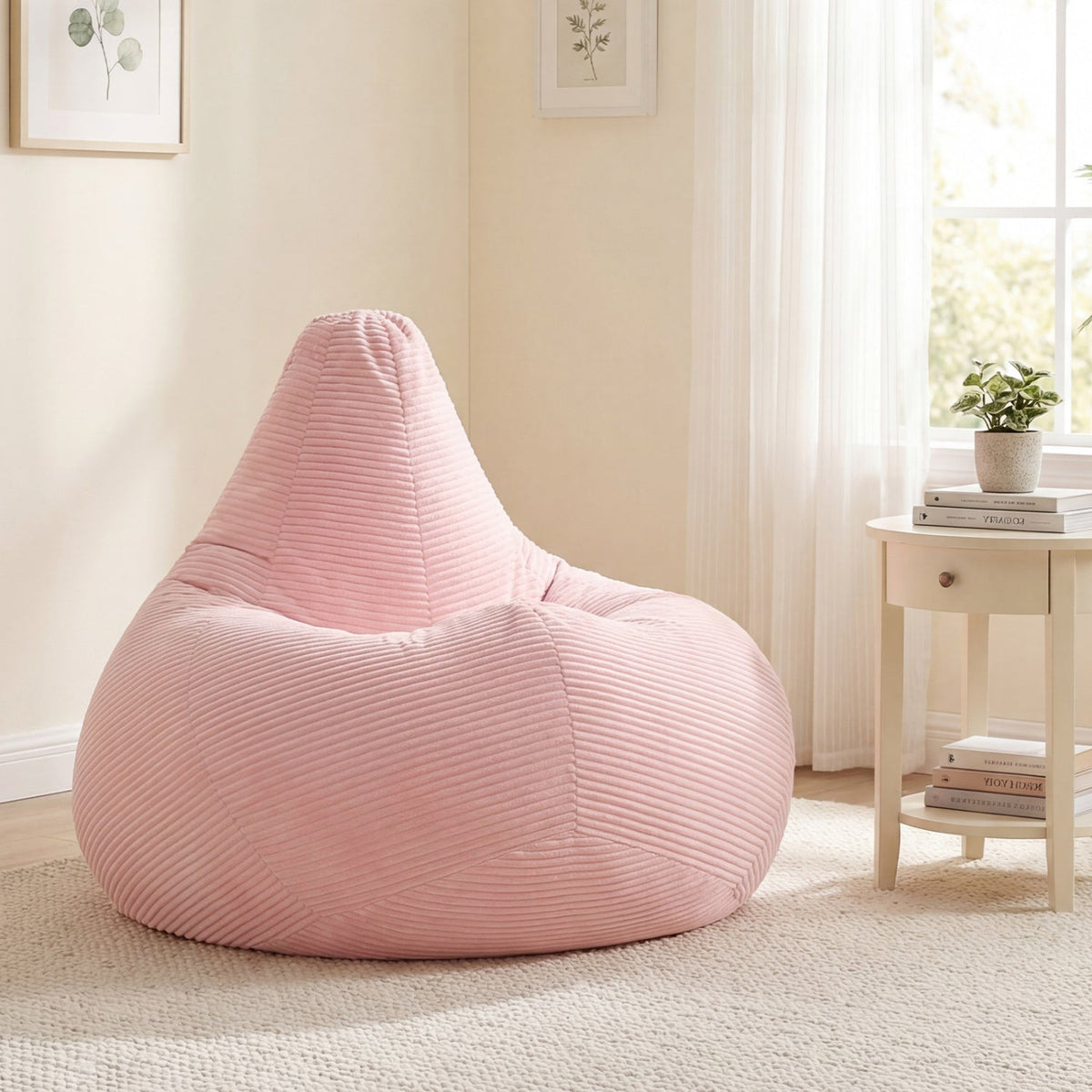Bean Bag Chair for Adults Accent Lazy Sofa with Skin-friendly Corduroy Cover and Soft Sponge Filling