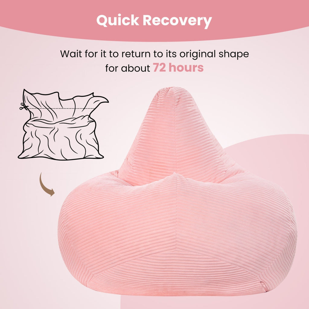 Bean Bag Chair for Adults Accent Lazy Sofa with Skin-friendly Corduroy Cover and Soft Sponge Filling