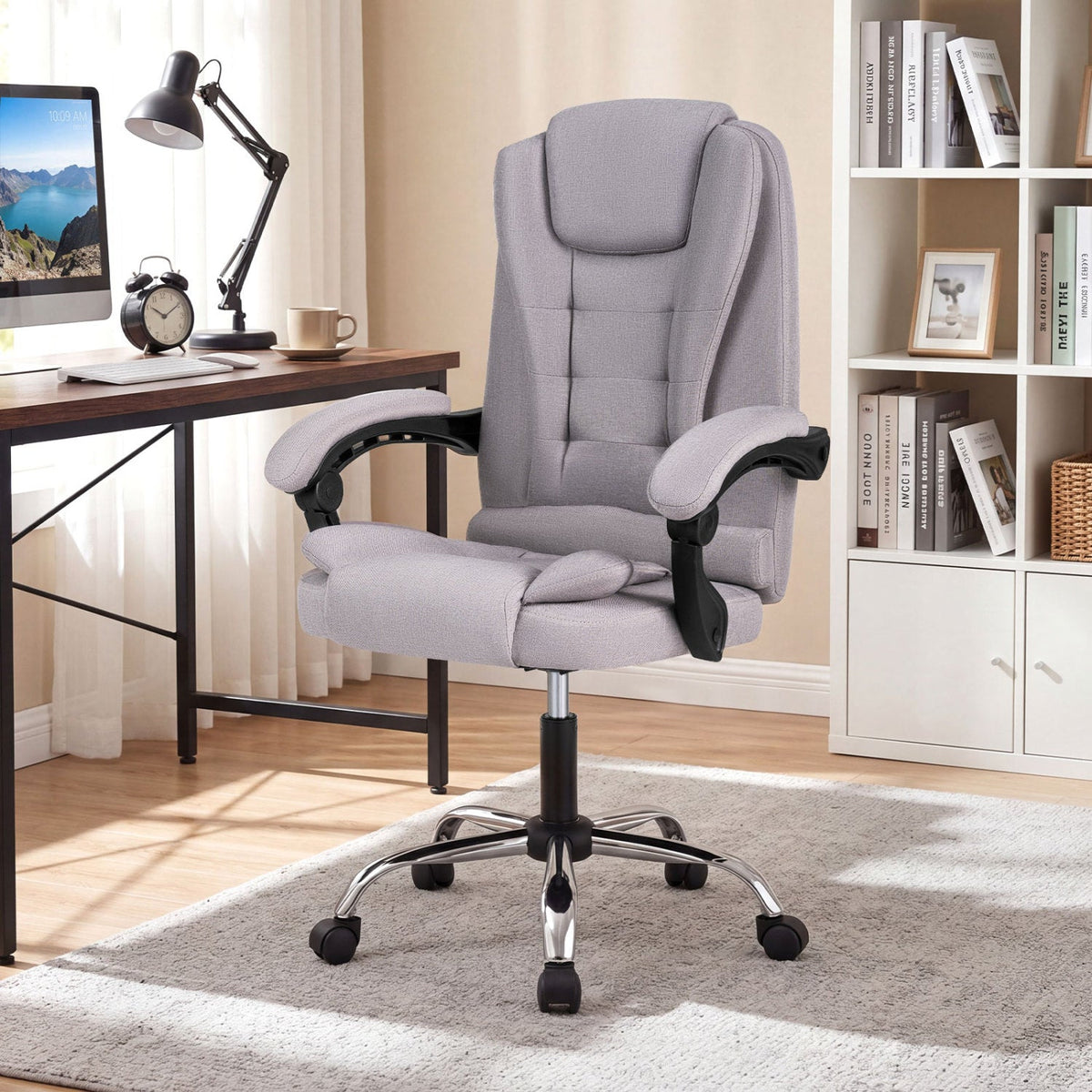 Executive Office Chair with Linkage Armrests and Reclining Back