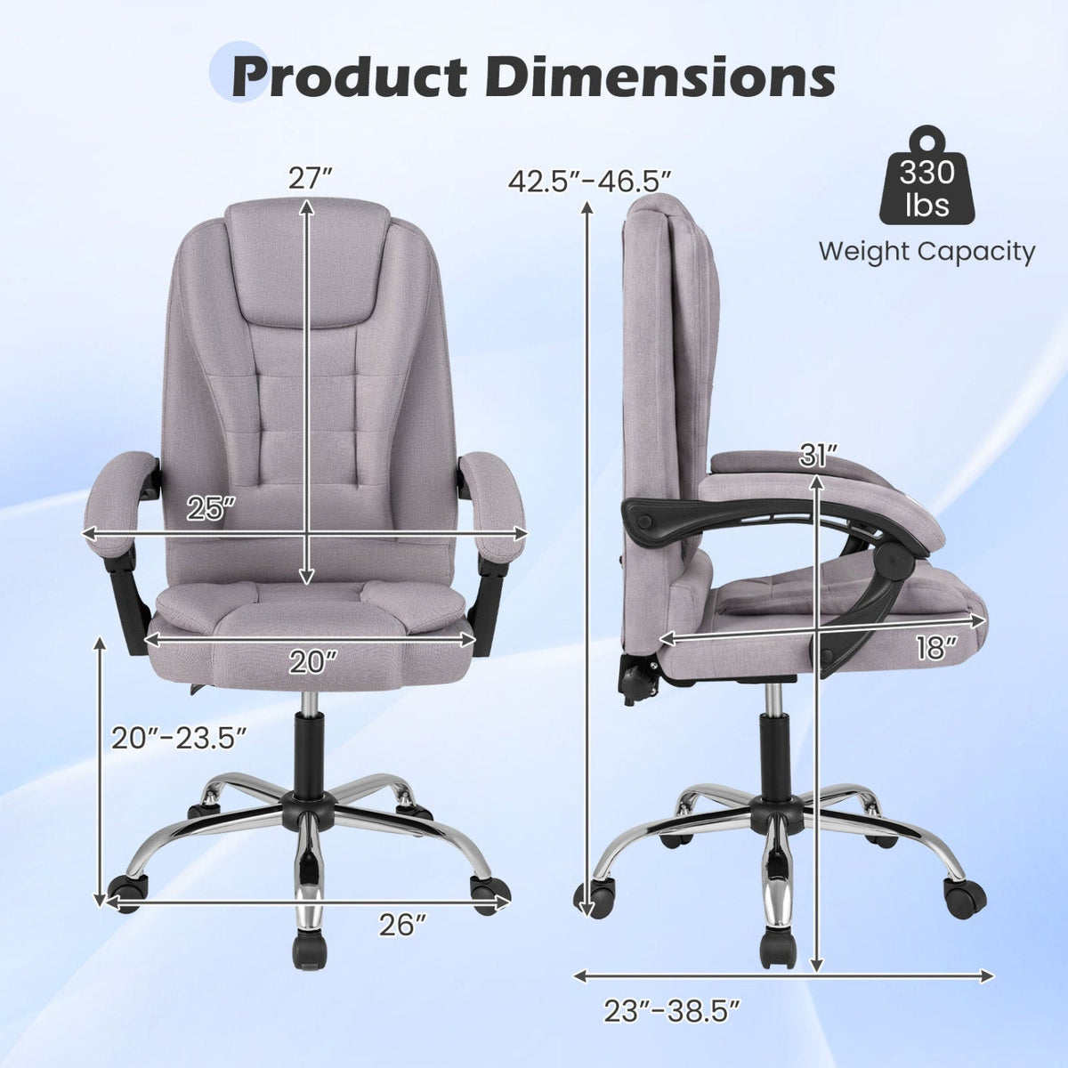 Executive Office Chair with Linkage Armrests and Reclining Back