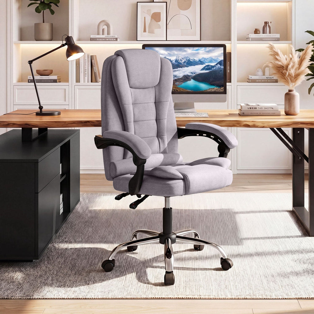 Executive Office Chair with Linkage Armrests and Reclining Back