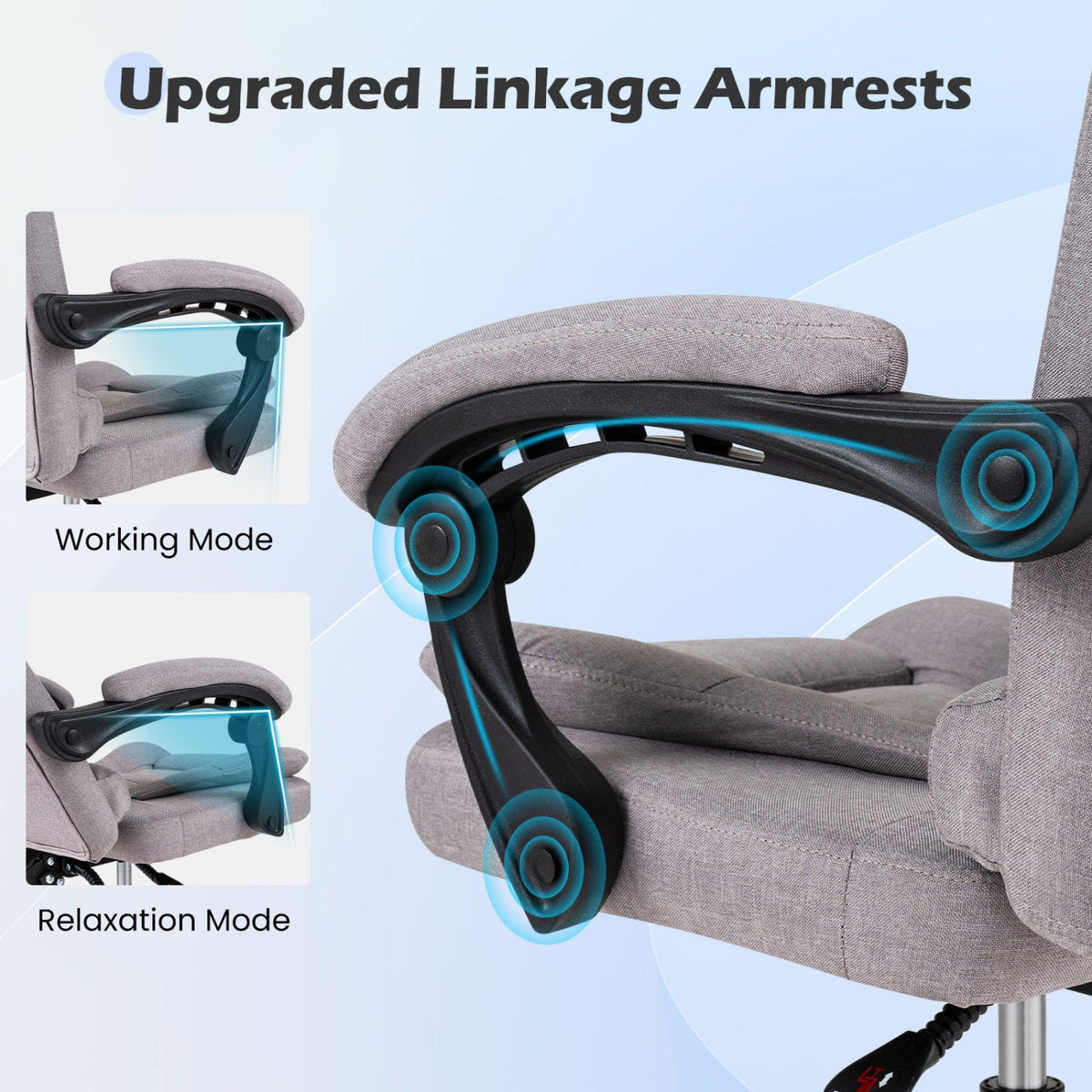 Executive Office Chair with Linkage Armrests and Reclining Back