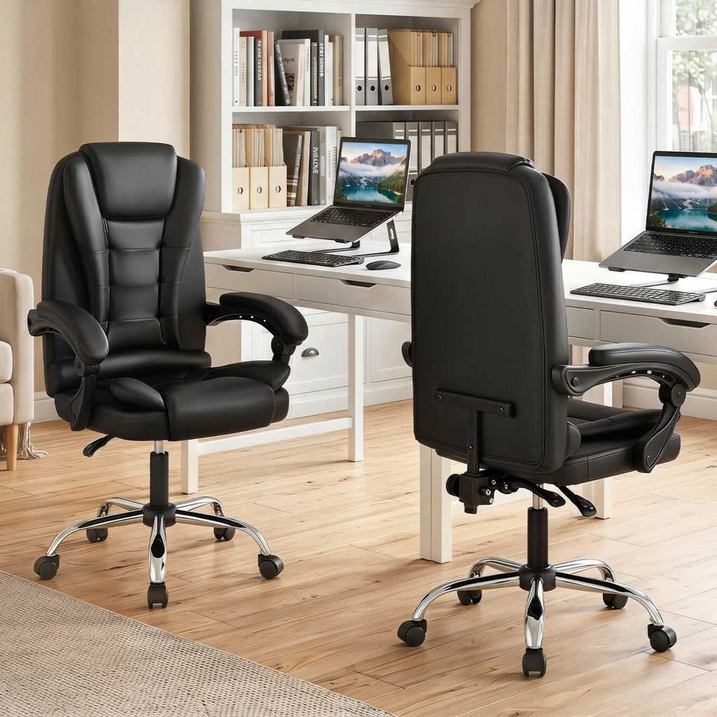 Executive Office Chair with Linkage Armrests and Reclining Back