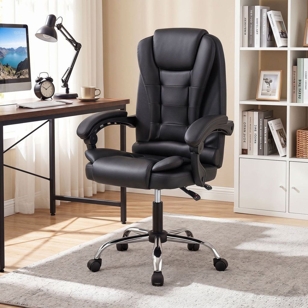 Executive Office Chair with Linkage Armrests and Reclining Back