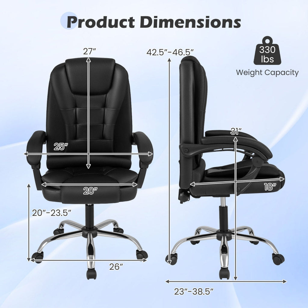 Executive Office Chair with Linkage Armrests and Reclining Back