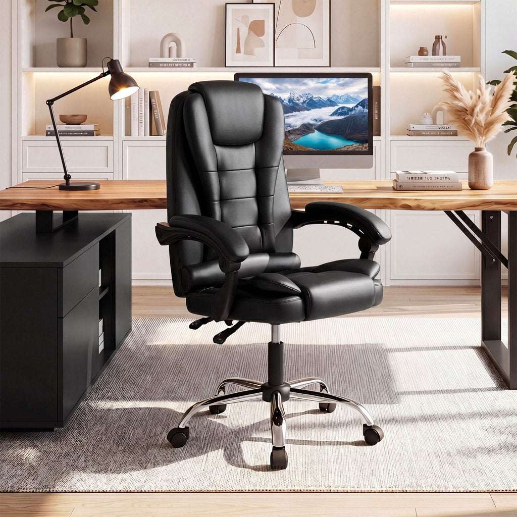 Executive Office Chair with Linkage Armrests and Reclining Back