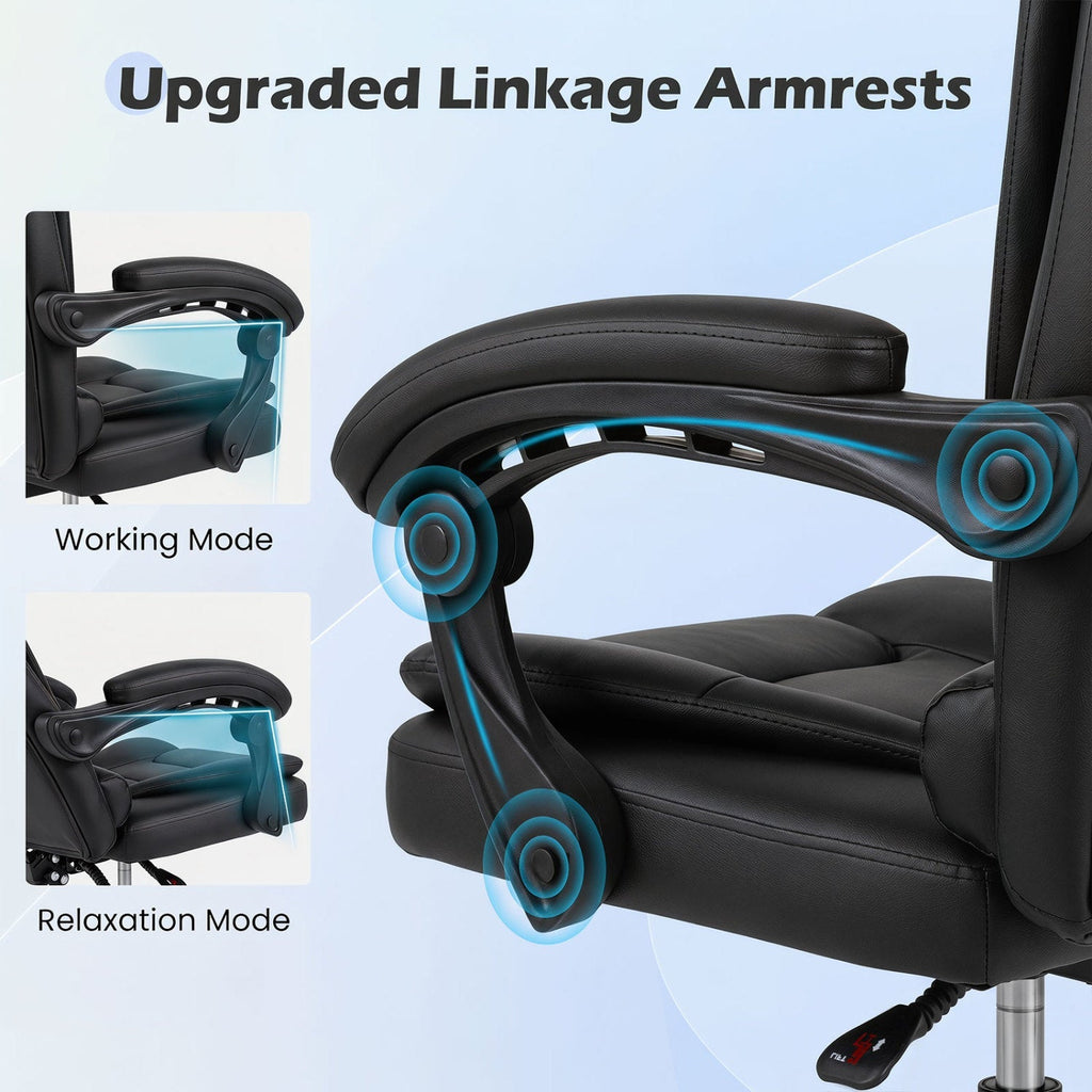 Executive Office Chair with Linkage Armrests and Reclining Back