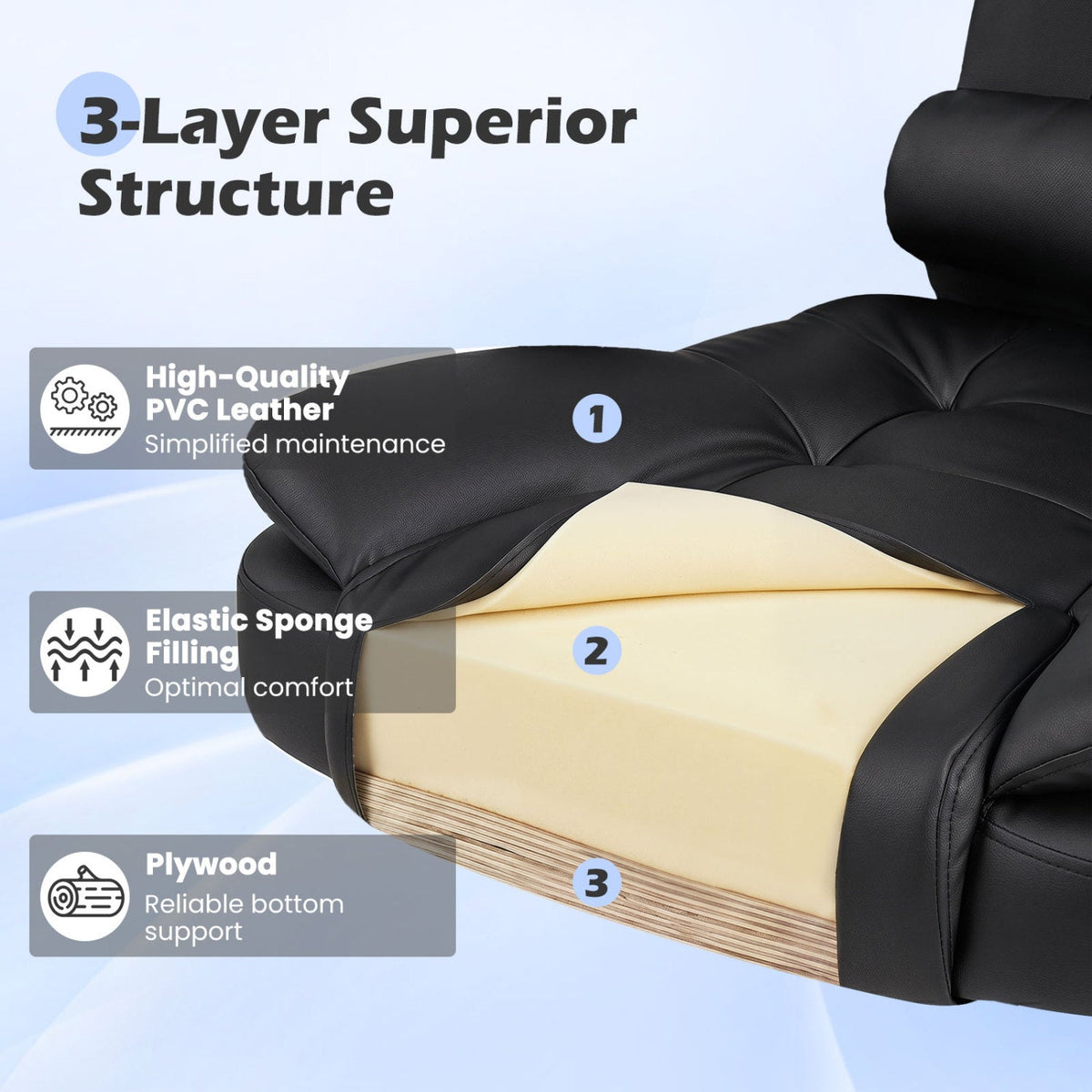 Executive Office Chair with Linkage Armrests and Reclining Back