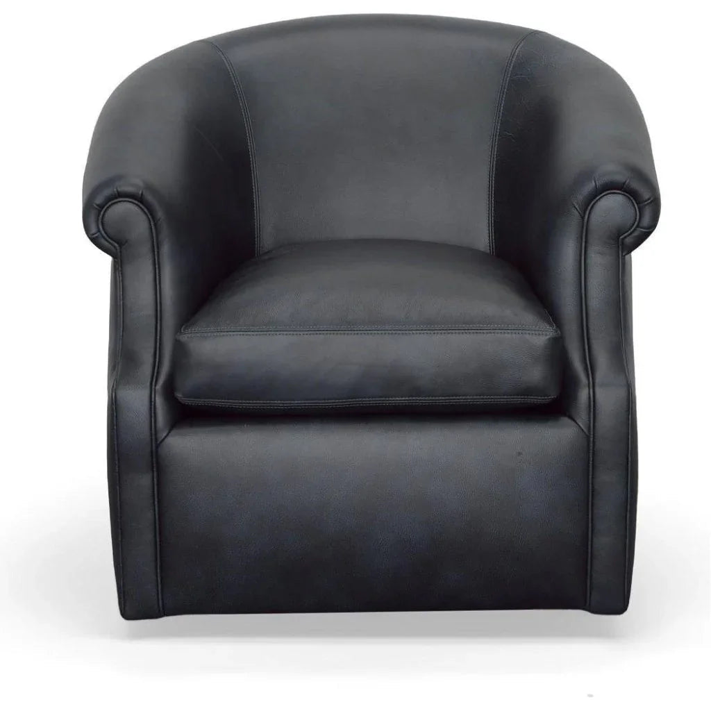 Seattle Black Leather Swivel Club Chair