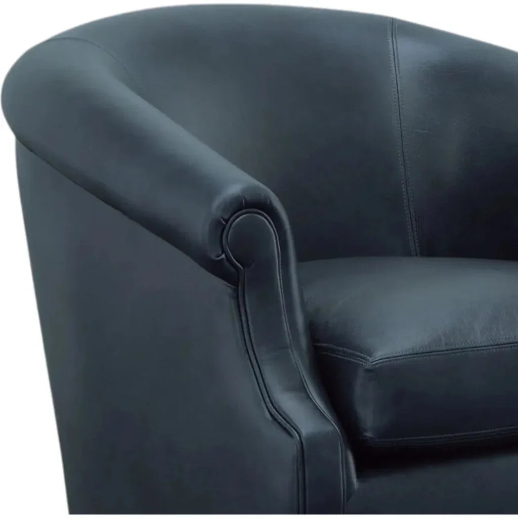 Seattle Black Leather Swivel Club Chair