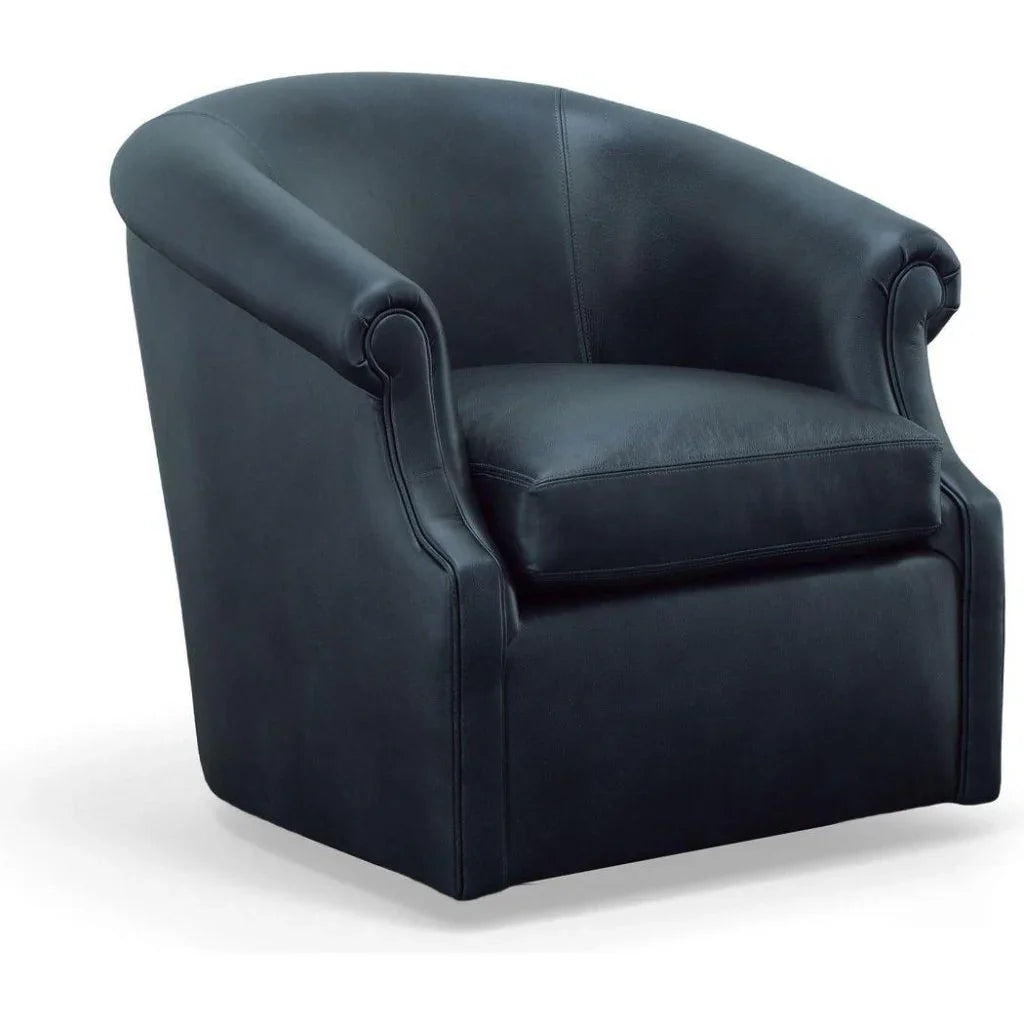 Seattle Black Leather Swivel Club Chair