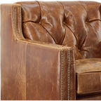 Brandy Grain Brown Leather Swivel Chair