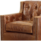 Brandy Grain Brown Leather Swivel Chair