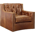 Brandy Grain Brown Leather Swivel Chair