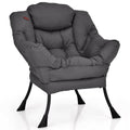 Modern Grey Cushioned Accent Chair with Side Pocket