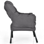 Modern Grey Cushioned Accent Chair with Side Pocket