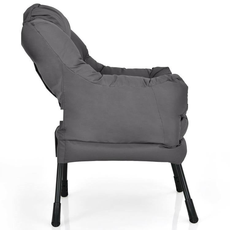 Modern Grey Cushioned Accent Chair with Side Pocket