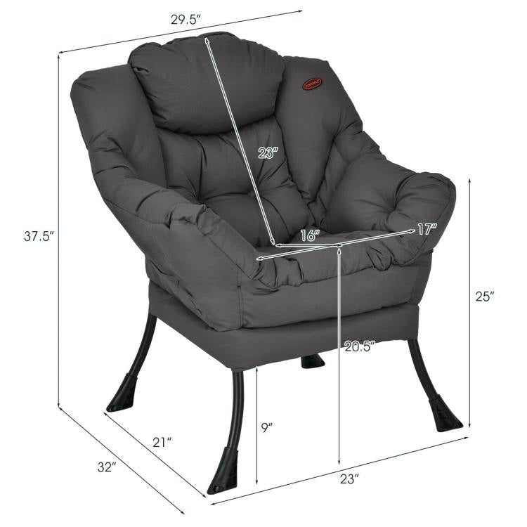 Modern Grey Cushioned Accent Chair with Side Pocket