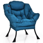 Modern Navy Blue Cushioned Accent Chair with Side Pocket