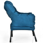 Modern Navy Blue Cushioned Accent Chair with Side Pocket