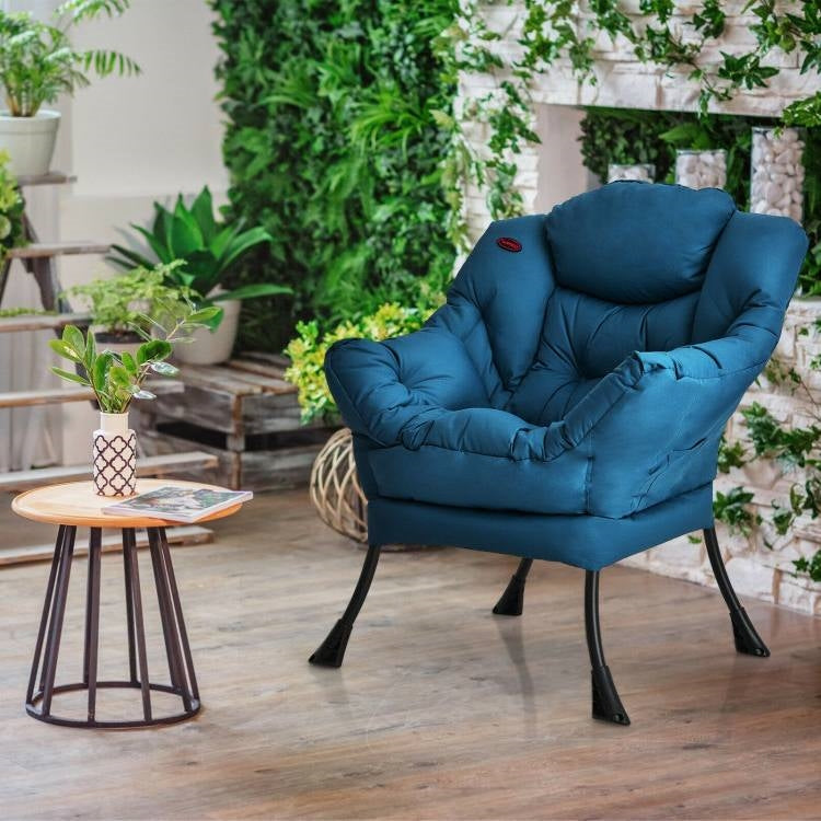 Modern Navy Blue Cushioned Accent Chair with Side Pocket