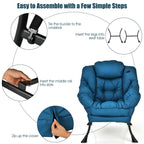 Modern Navy Blue Cushioned Accent Chair with Side Pocket