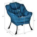 Modern Navy Blue Cushioned Accent Chair with Side Pocket