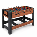 2-in-1 Foosball and Pool Combo Table with Legs, Black & Brown