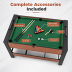 2-in-1 Foosball and Pool Combo Table with Legs, Black & Brown