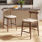 24" Counter Height Solid Wood Bar Stools with Curved Backs