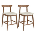 24" Counter Height Solid Wood Bar Stools with Curved Backs