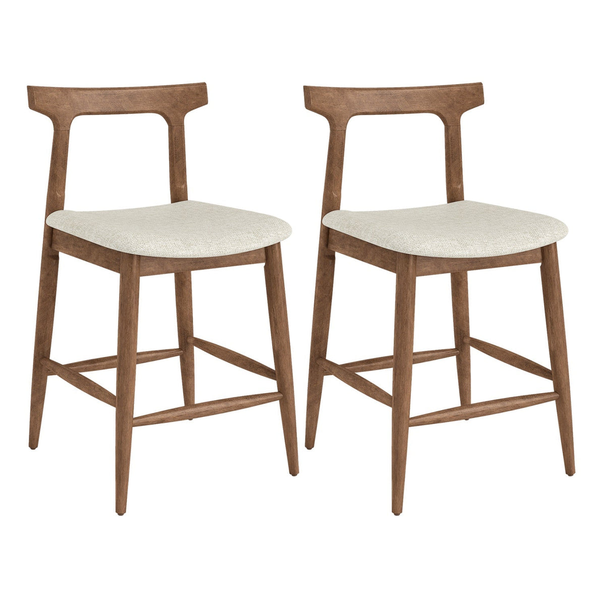 24" Counter Height Solid Wood Bar Stools with Curved Backs