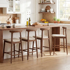 24" Counter Height Solid Wood Bar Stools with Curved Backs