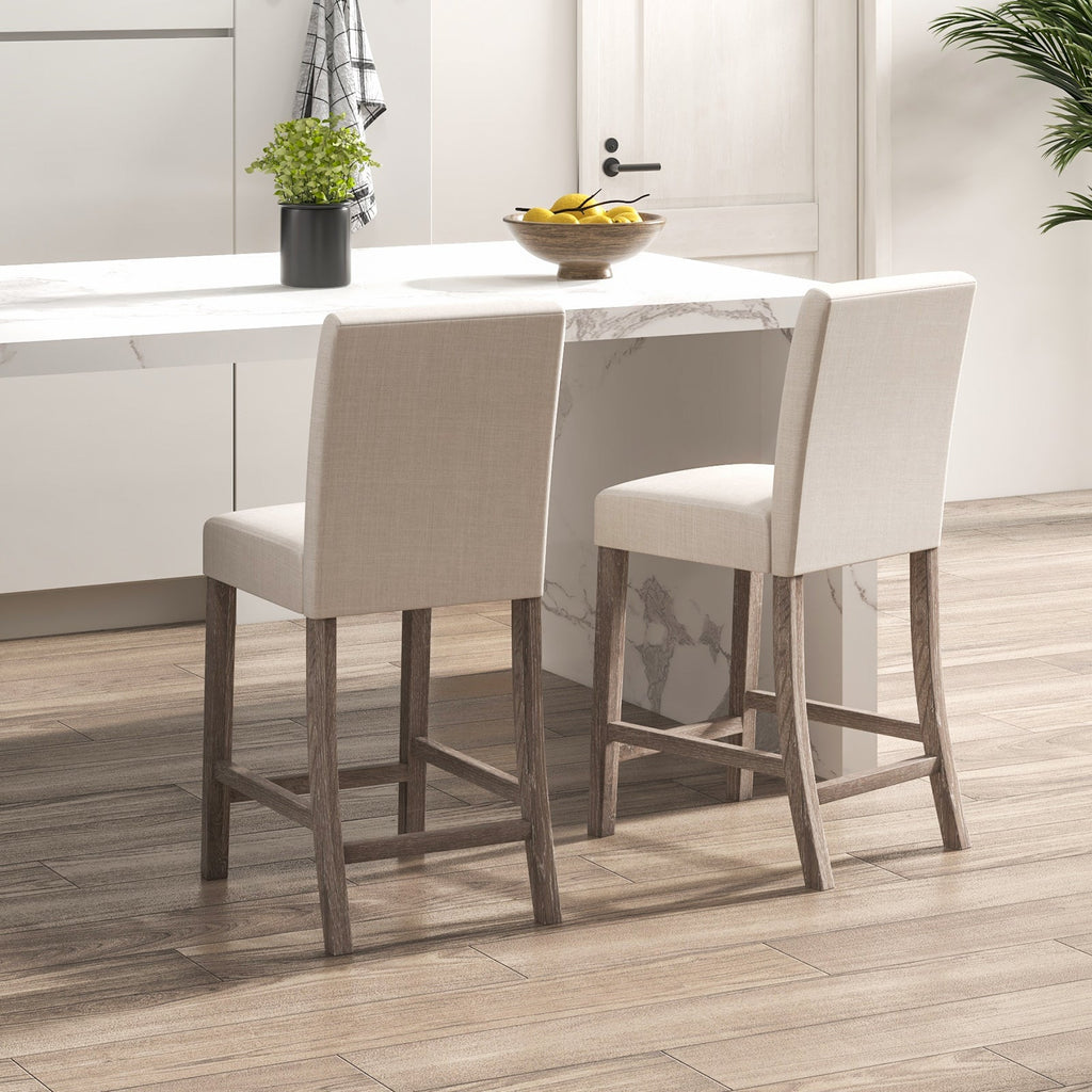Counter Height Bar Stools Set of 2 with Back and Footrest