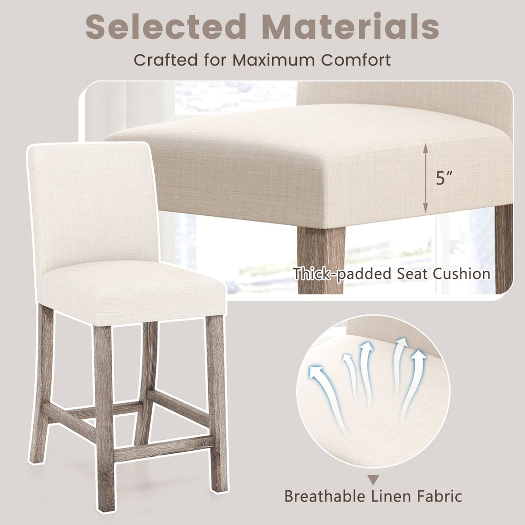 Counter Height Bar Stools Set of 2 with Back and Footrest