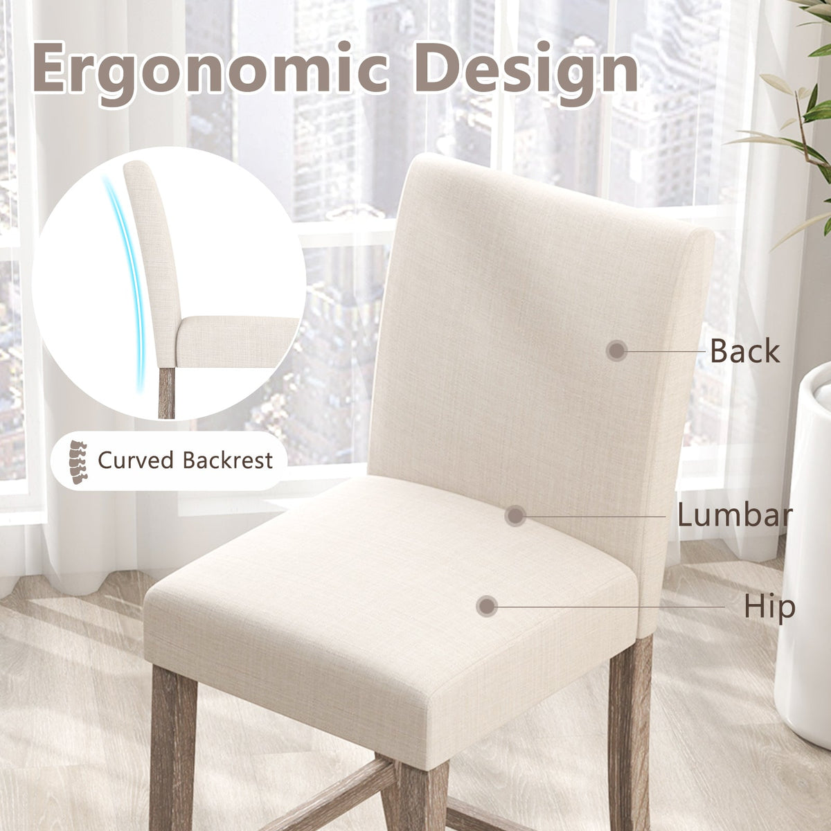 Counter Height Bar Stools Set of 2 with Back and Footrest