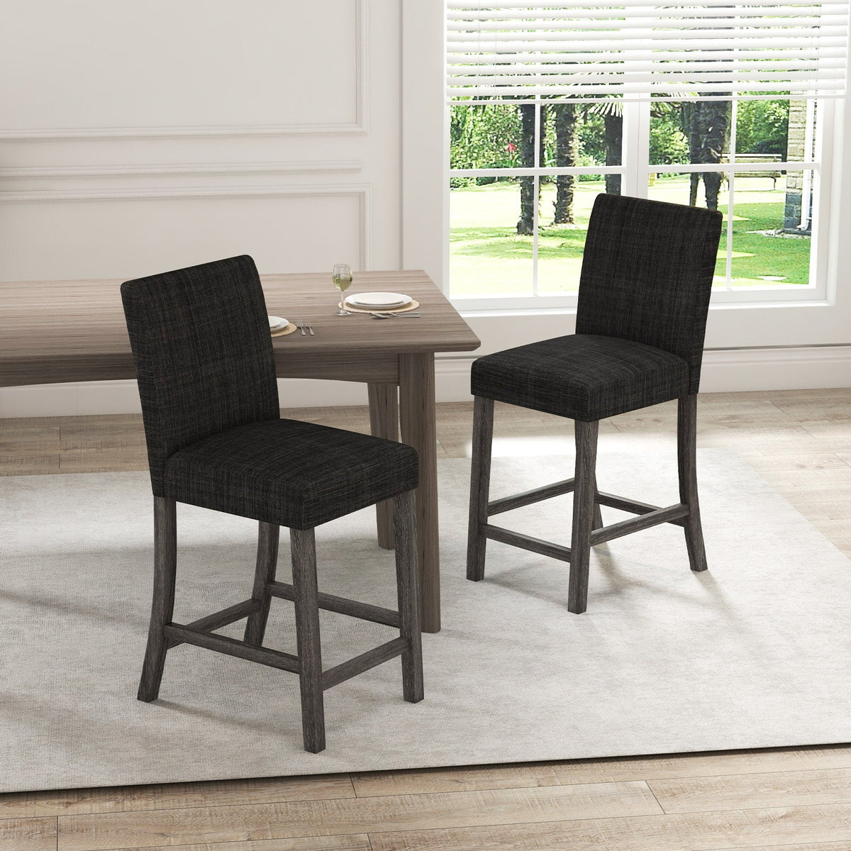Counter Height Bar Stools Set of 2 with Back and Footrest