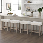 Modern Counter Height Bar Stools Set of 2 with Rubber Wood Legs