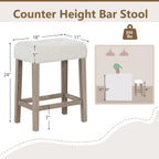 Modern Counter Height Bar Stools Set of 2 with Rubber Wood Legs