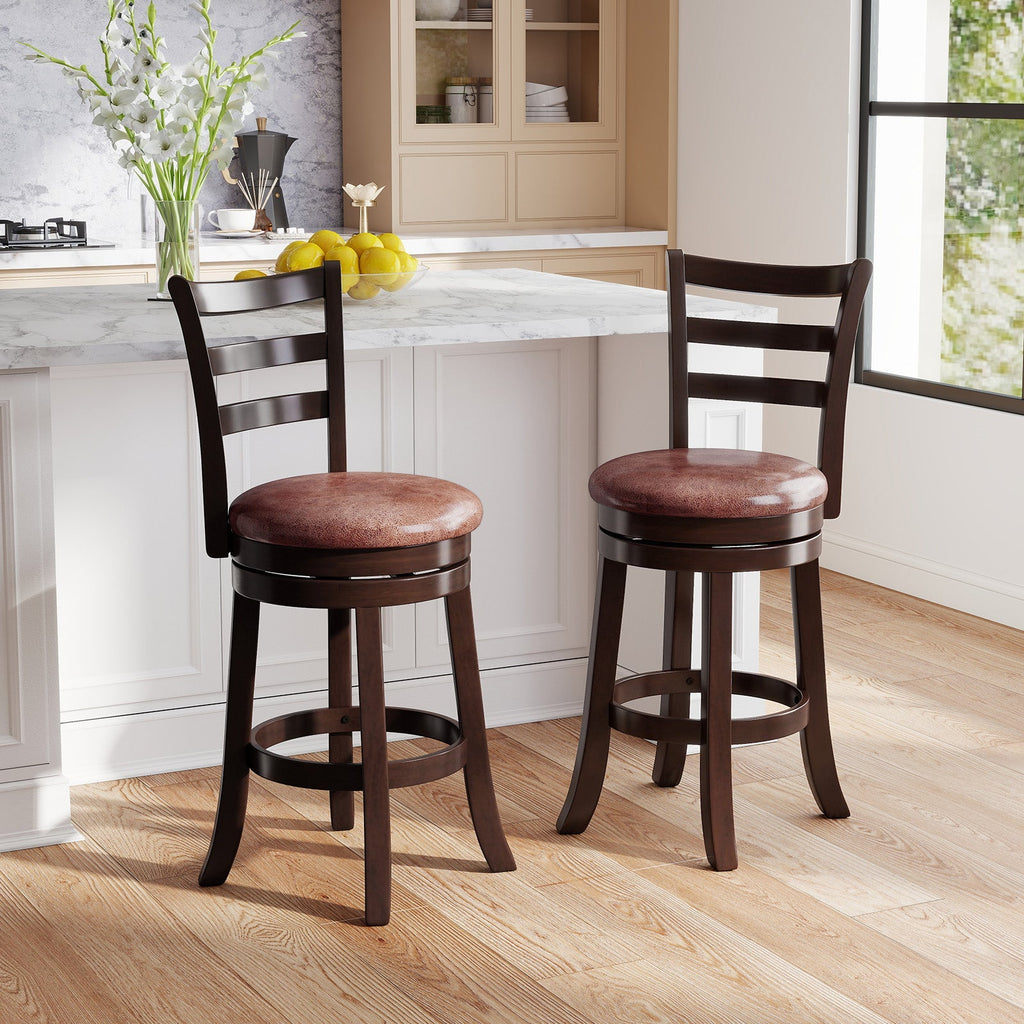 2-Piece Swivel Bar Stools with Wrap-Around Footrests