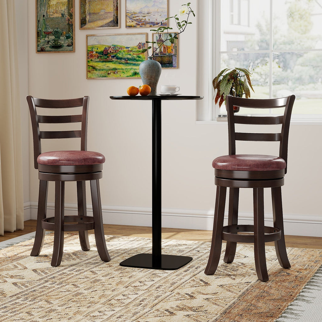 2-Piece Swivel Bar Stools with Wrap-Around Footrests
