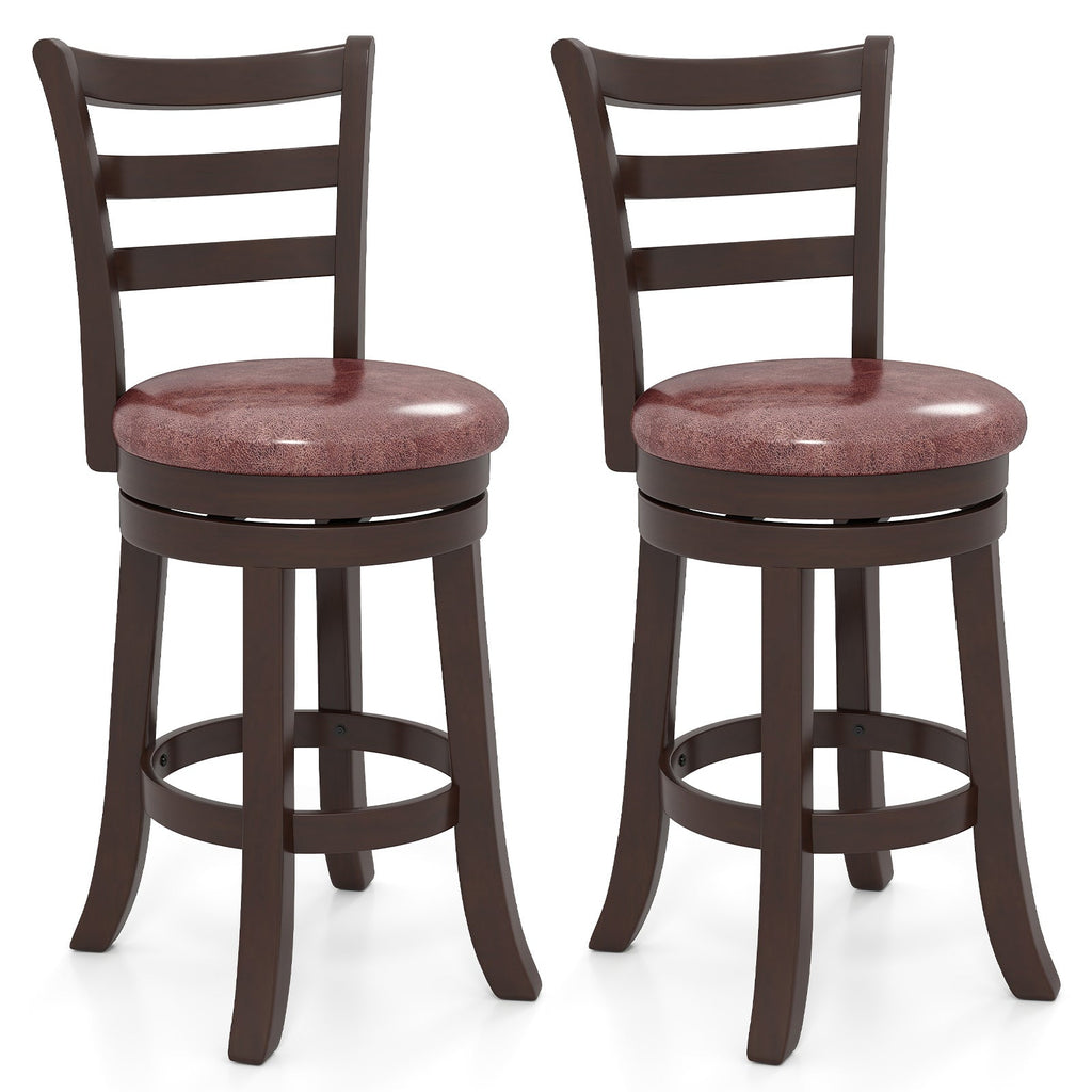 2-Piece Swivel Bar Stools with Wrap-Around Footrests